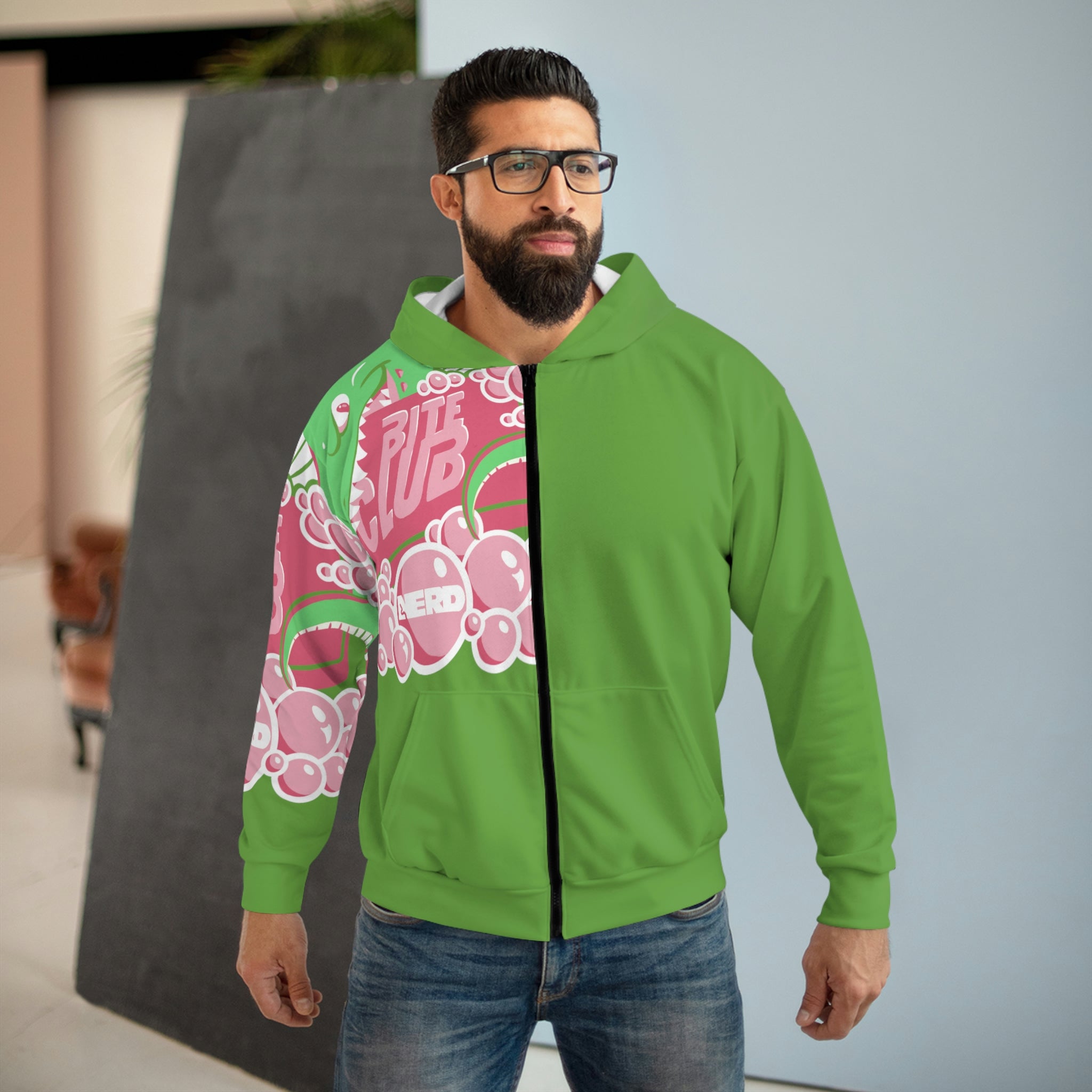 Bite Club Green Unisex Zip Hoodie