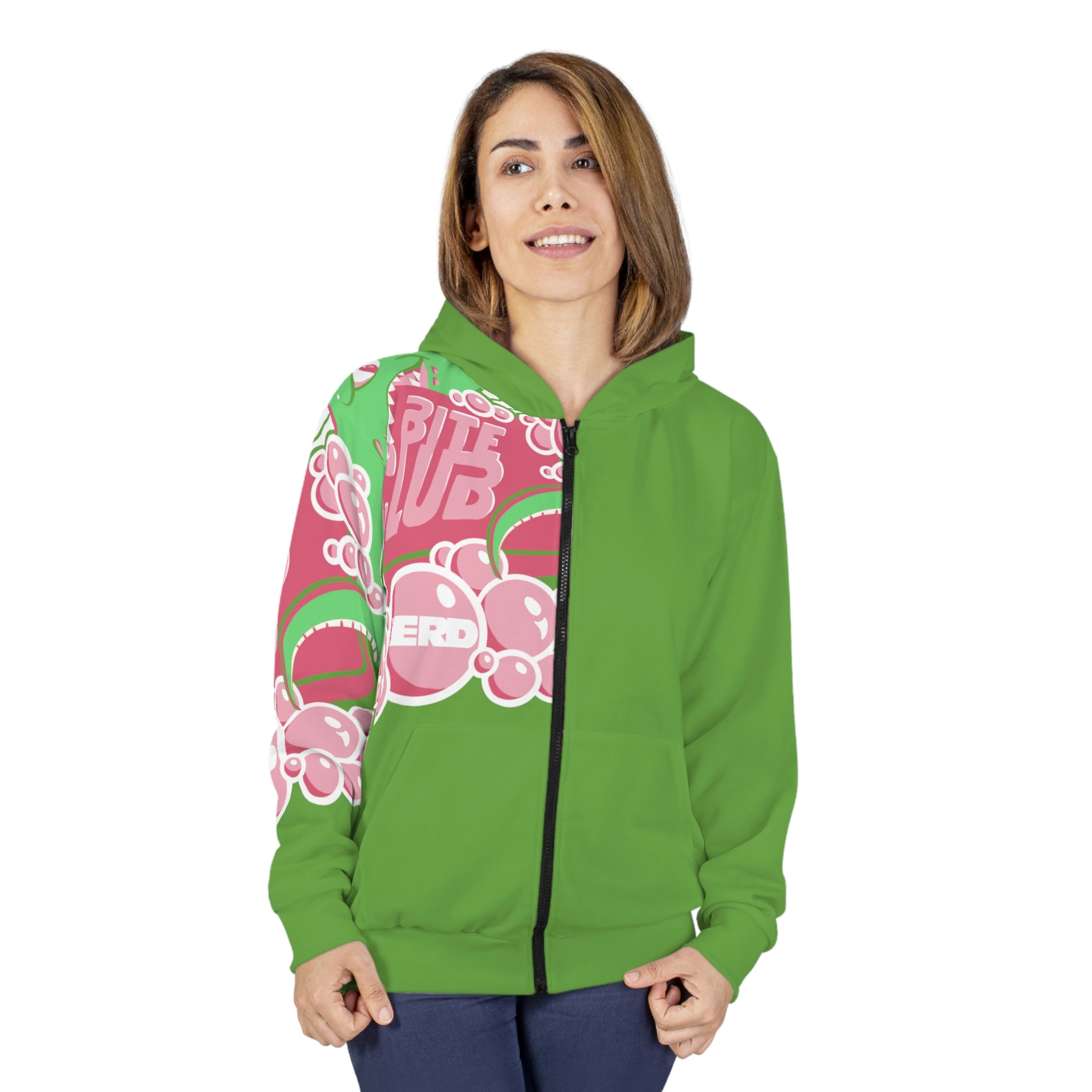 Bite Club Green Unisex Zip Hoodie
